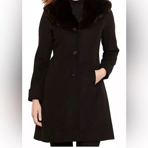 Lauren Ralph Lauren Black Coat with Fur Collar